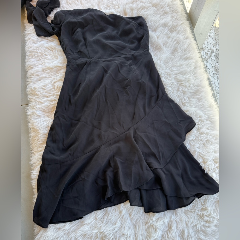 Likely Black One-Shoulder Draped Evening Dress